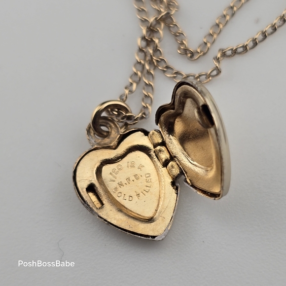 Vintage WHFB 12K GF Etched Heart Locket Necklace – 18” Chain - Picture 5 of 10